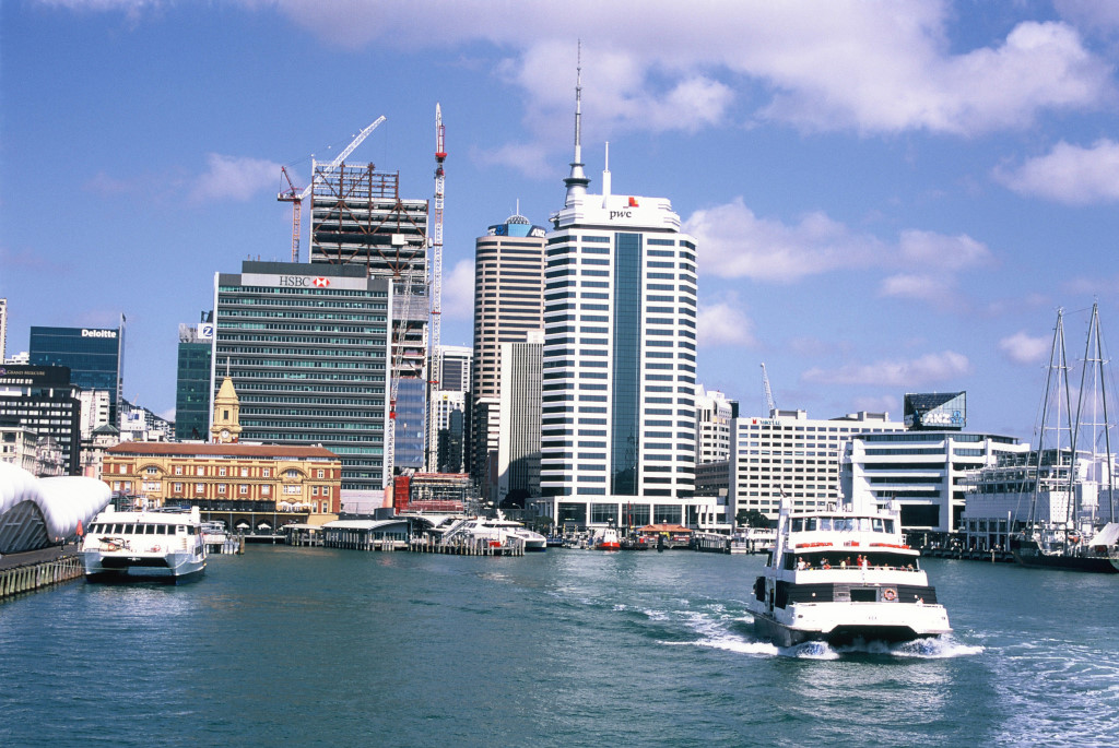 The ferry terminal and HSBC building.